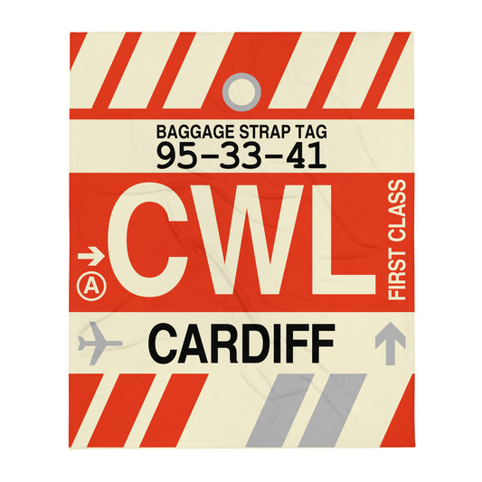 Travel Gift Throw Blanket • CWL Cardiff Souvenir • YHM Designs - Image 01