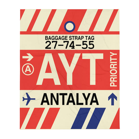 Travel-Themed Throw Blanket • AYT Antalya • YHM Designs - Image 01