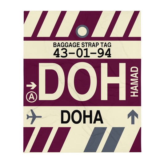 Travel Gift Throw Blanket • DOH Doha Souvenir • YHM Designs - Image 01