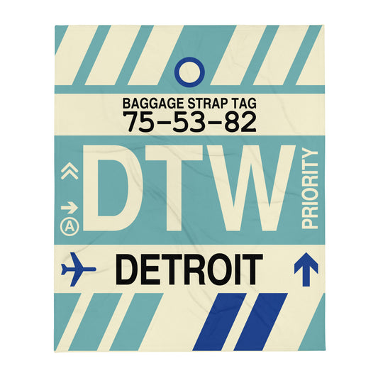 Travel Gift Throw Blanket • DTW Detroit • YHM Designs - Image 01