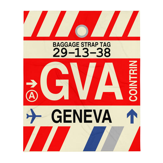 Travel Gift Throw Blanket • GVA Geneva Souvenir • YHM Designs - Image 01