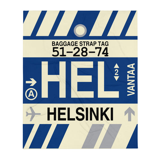Travel Gift Throw Blanket • HEL Helsinki Souvenir • YHM Designs - Image 01