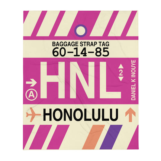 Travel Gift Throw Blanket • HNL Honolulu • YHM Designs - Image 01