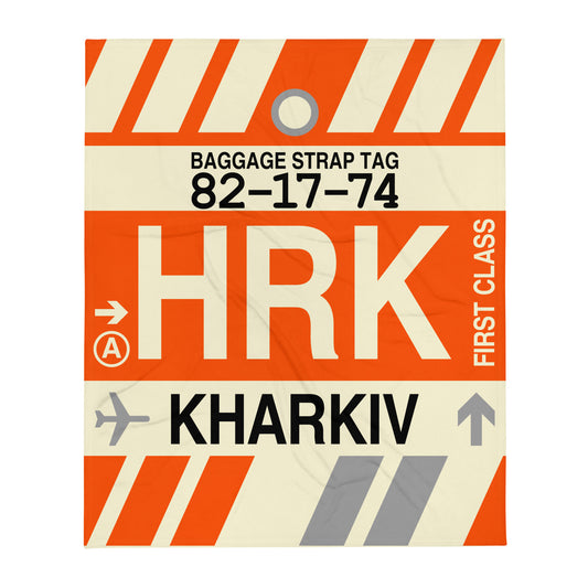 Travel Gift Throw Blanket • HRK Kharkiv Souvenir • YHM Designs - Image 01