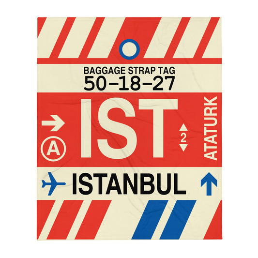 Travel Gift Throw Blanket • IST Istanbul Souvenir • YHM Designs - Image 01