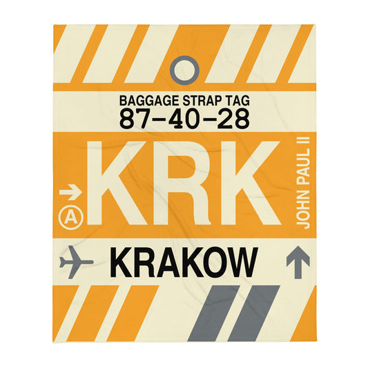Travel Gift Throw Blanket • KRK Krakow Souvenir • YHM Designs - Image 01