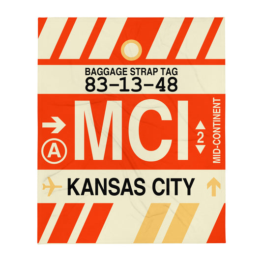Travel-Themed Throw Blanket • MCI Kansas City • YHM Designs - Image 01