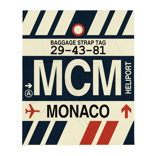 Travel Gift Throw Blanket • MCM Monte Carlo Souvenir • YHM Designs - Image 01
