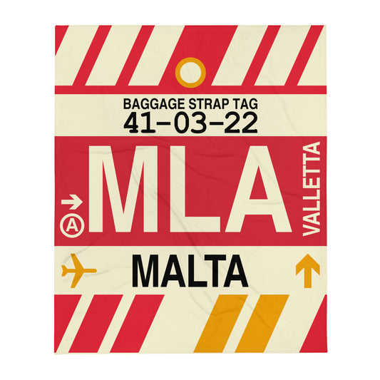 Travel Gift Throw Blanket • MLA Valletta Souvenir • YHM Designs - Image 01