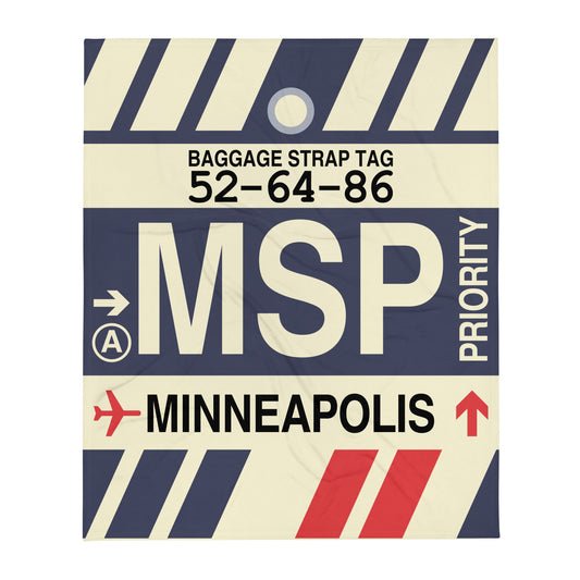 Travel-Themed Throw Blanket • MSP Minneapolis • YHM Designs - Image 01