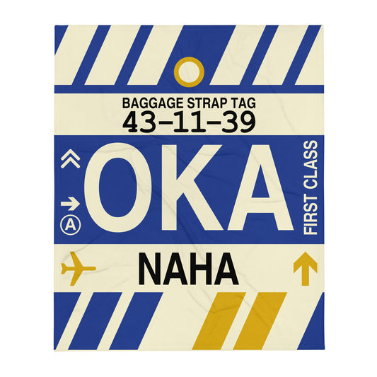 Travel Gift Throw Blanket • OKA Naha (Okinawa) Souvenir • YHM Designs - Image 01