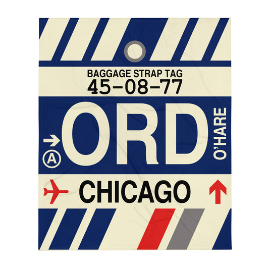 Travel Gift Throw Blanket • ORD Chicago • YHM Designs - Image 01
