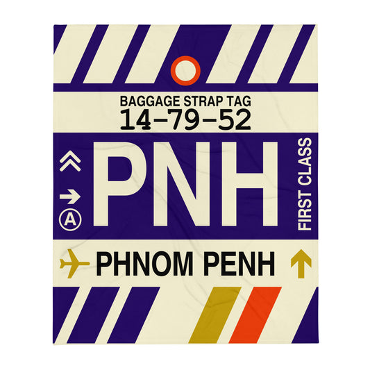 Travel Gift Throw Blanket • PNH Phnom Penh Souvenir • YHM Designs - Image 01