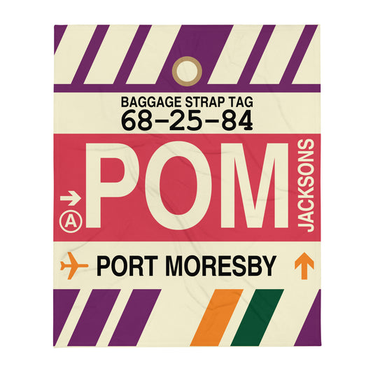 Travel Gift Throw Blanket • POM Port Moresby Souvenir • YHM Designs - Image 01