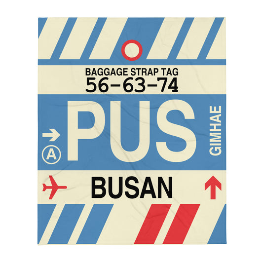 Travel Gift Throw Blanket • PUS Busan Souvenir • YHM Designs - Image 01