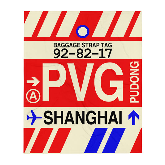 Travel Gift Throw Blanket • PVG Shanghai Souvenir • YHM Designs - Image 01