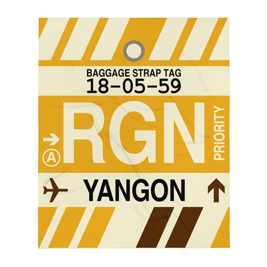 Travel Gift Throw Blanket • RGN Yangon Souvenir • YHM Designs - Image 01