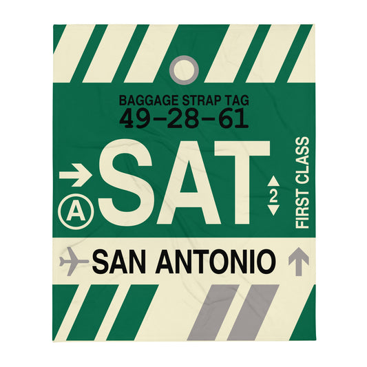 Travel Gift Throw Blanket • SAT San Antonio • YHM Designs - Image 01