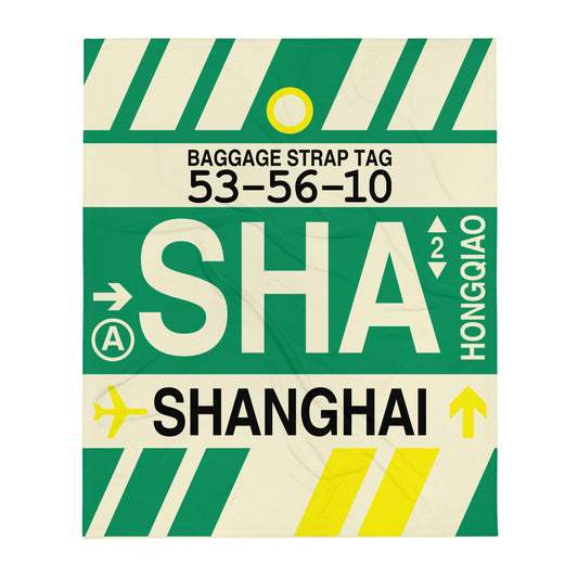 Travel Gift Throw Blanket • SHA Shanghai • YHM Designs - Image 01
