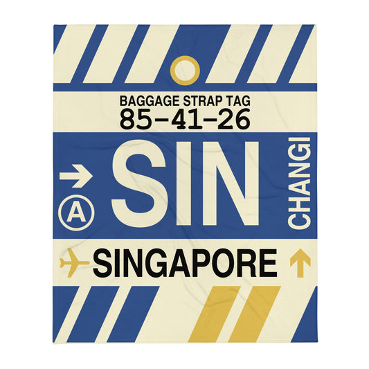 Travel Gift Throw Blanket • SIN Singapore Souvenir • YHM Designs - Image 01