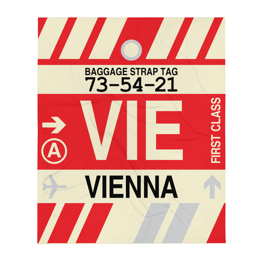 Travel-Themed Throw Blanket • VIE Vienna • YHM Designs - Image 01