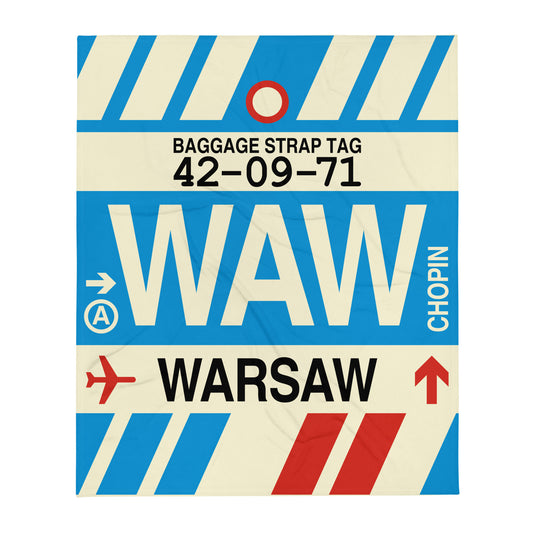 Travel Gift Throw Blanket • WAW Warsaw Souvenir • YHM Designs - Image 01
