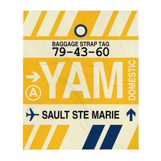 Travel-Themed Throw Blanket • YAM Sault-Ste-Marie • YHM Designs - Image 01