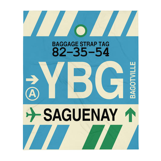 Travel-Themed Throw Blanket • YBG Saguenay • YHM Designs - Image 01