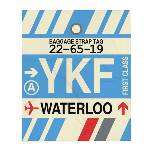 Travel-Themed Throw Blanket • YKF Waterloo • YHM Designs - Image 01