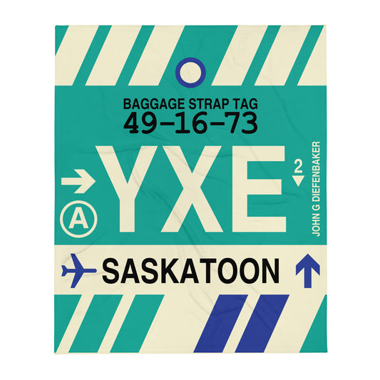 Travel Gift Throw Blanket • YXE Saskatoon • YHM Designs - Image 01