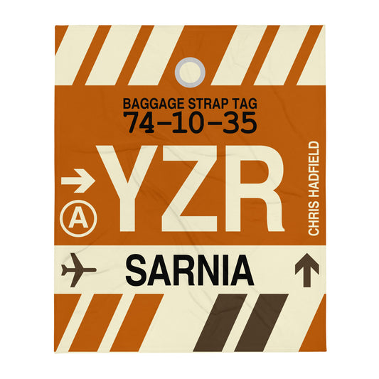 Travel-Themed Throw Blanket • YZR Sarnia • YHM Designs - Image 01
