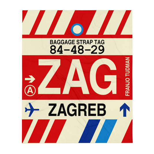 Travel Gift Throw Blanket • ZAG Zagreb Souvenir • YHM Designs - Image 01