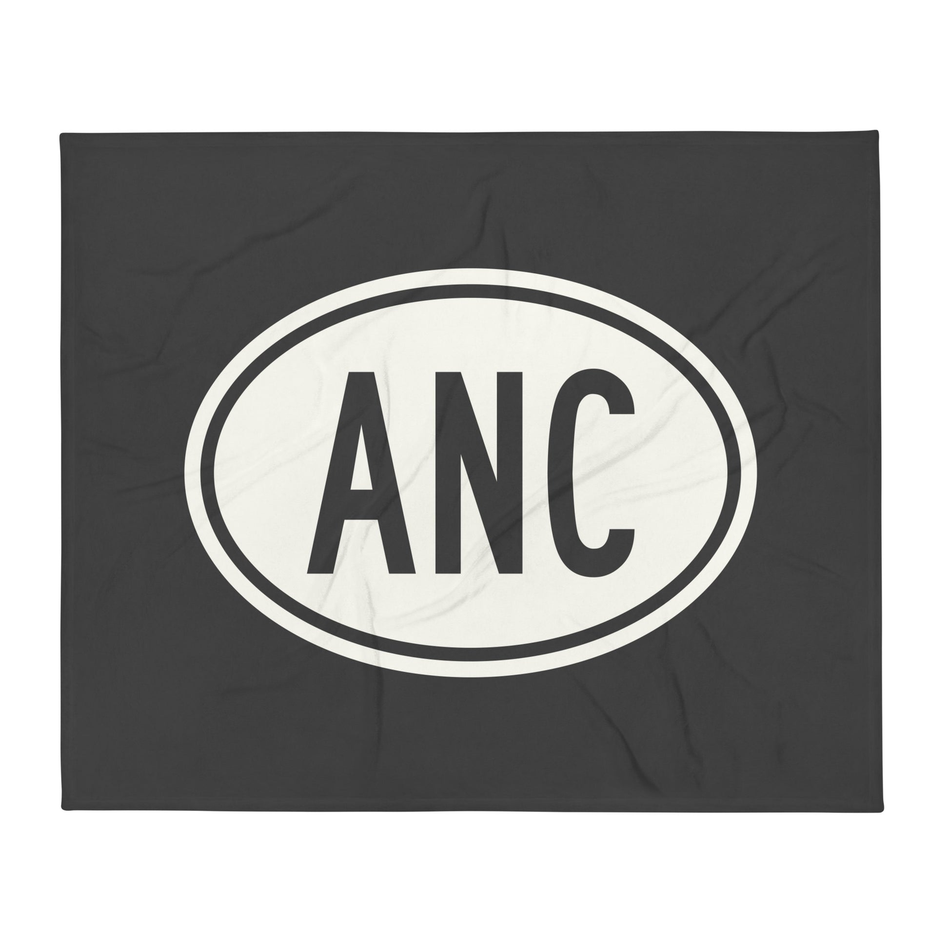 Unique Travel Gift Throw Blanket - White Oval • ANC Anchorage Souvenir • YHM Designs - Image 01