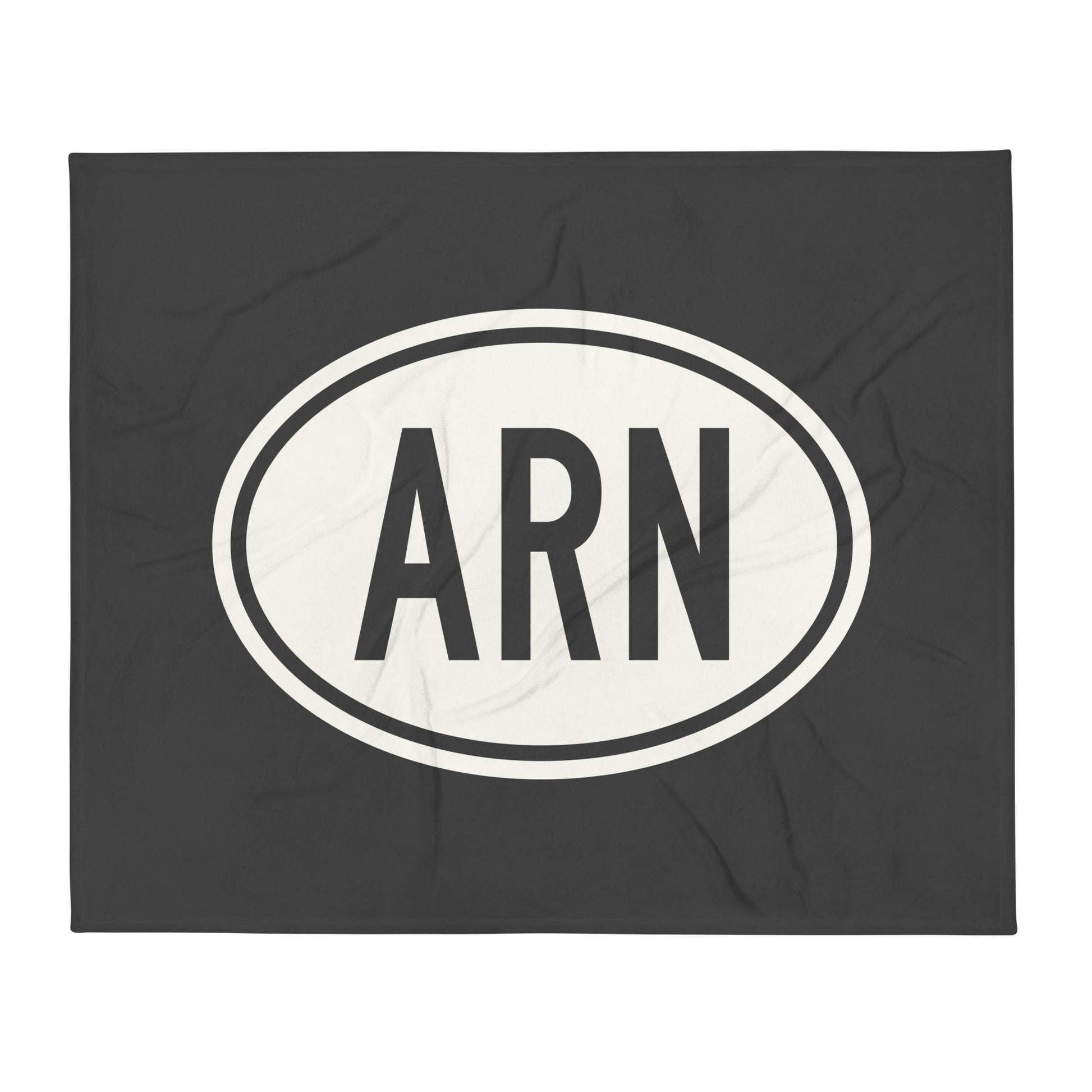 Unique Travel Gift Throw Blanket - White Oval • ARN Stockholm Souvenir • YHM Designs - Image 01