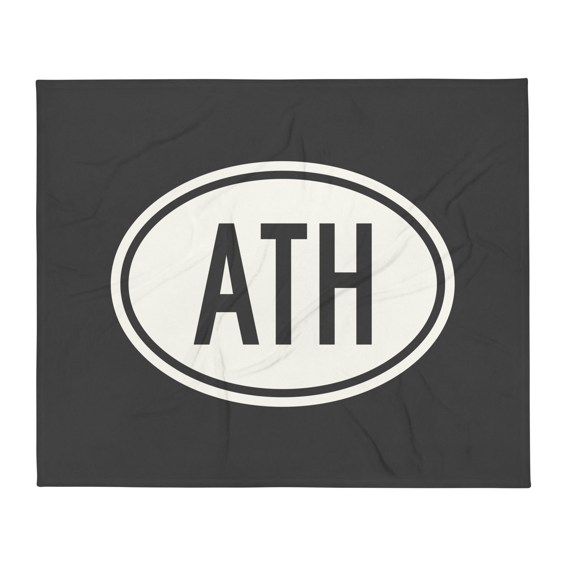 Unique Travel Gift Throw Blanket - White Oval • ATH Athens Souvenir • YHM Designs - Image 01