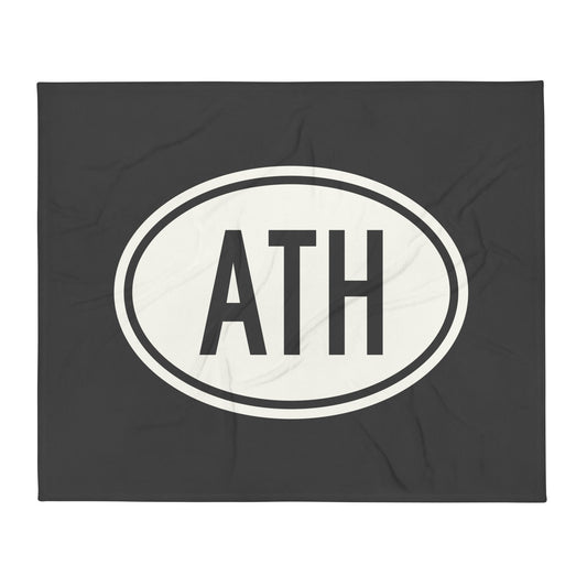 Unique Travel Gift Throw Blanket - White Oval • ATH Athens Souvenir • YHM Designs - Image 01