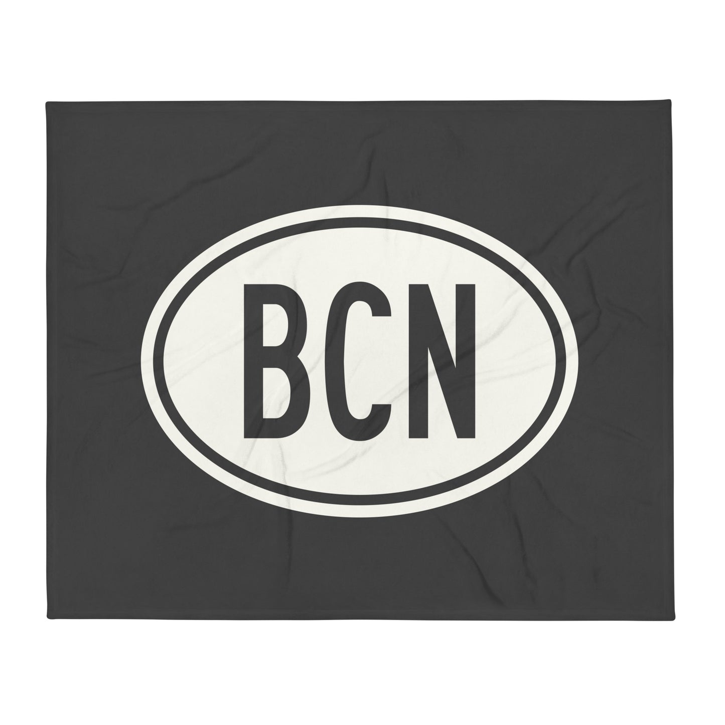 Unique Travel Gift Throw Blanket - White Oval • BCN Barcelona Souvenir • YHM Designs - Image 01