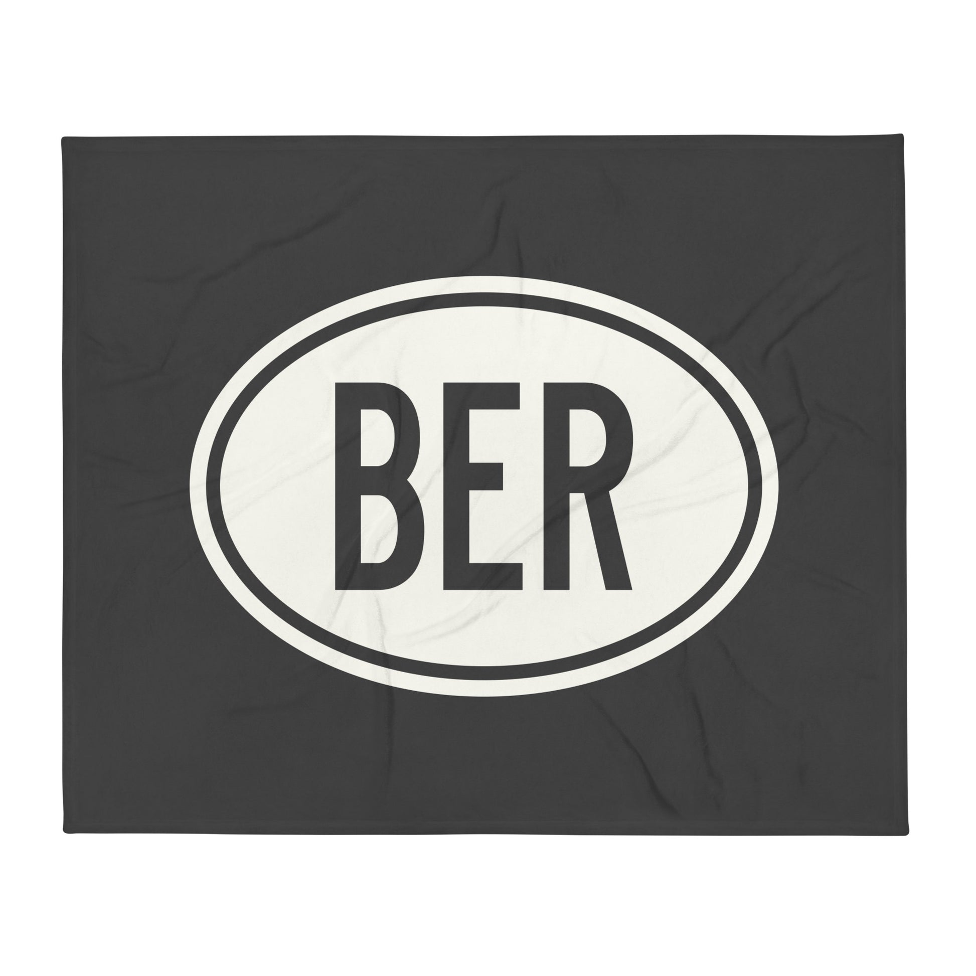Unique Travel Gift Throw Blanket - White Oval • BER Berlin Souvenir • YHM Designs - Image 01