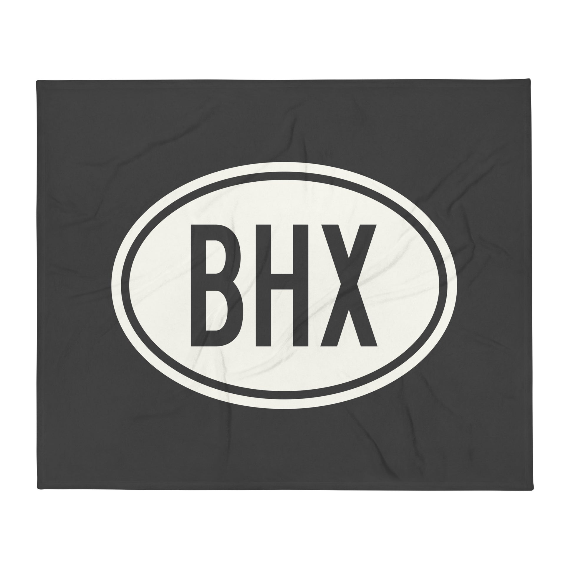 Unique Travel Gift Throw Blanket - White Oval • BHX Birmingham Souvenir • YHM Designs - Image 01