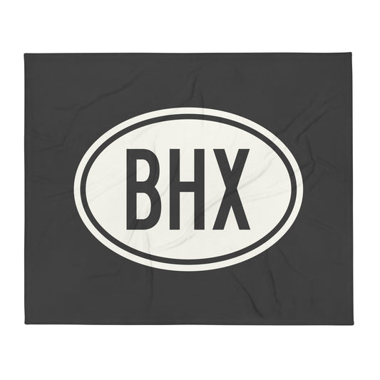 Unique Travel Gift Throw Blanket - White Oval • BHX Birmingham Souvenir • YHM Designs - Image 01