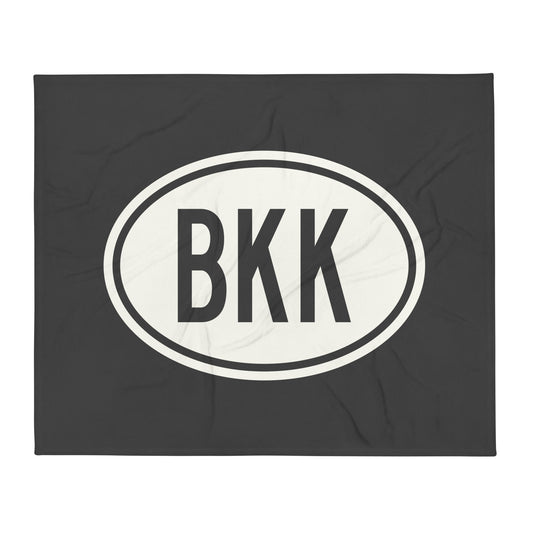 Unique Travel Gift Throw Blanket - White Oval • BKK Bangkok Souvenir • YHM Designs - Image 01