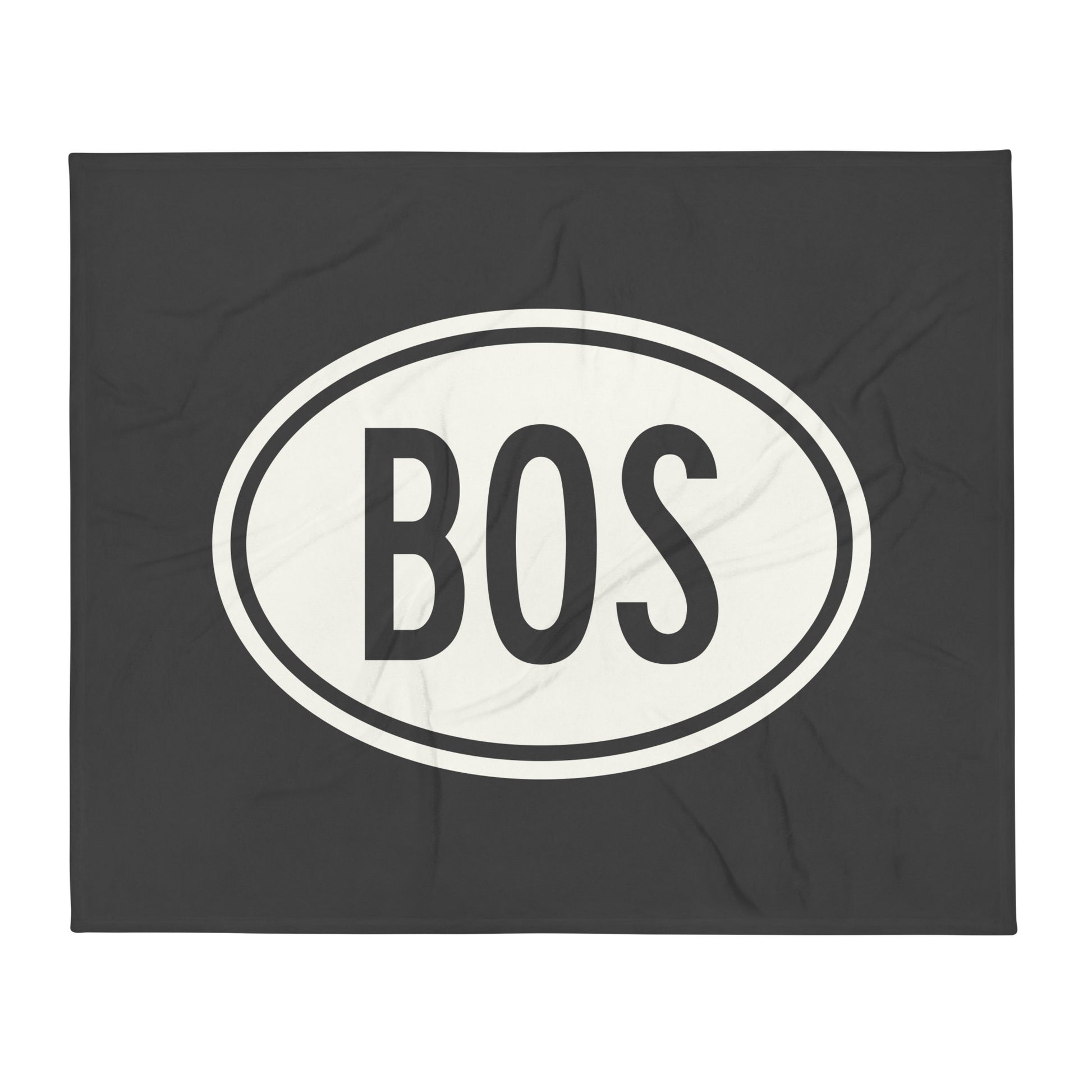 Unique Travel Gift Throw Blanket - White Oval • BOS Boston Souvenir • YHM Designs - Image 01