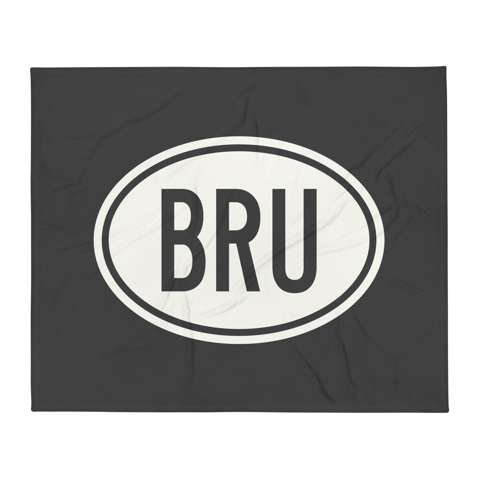 Unique Travel Gift Throw Blanket - White Oval • BRU Brussels Souvenir • YHM Designs - Image 01