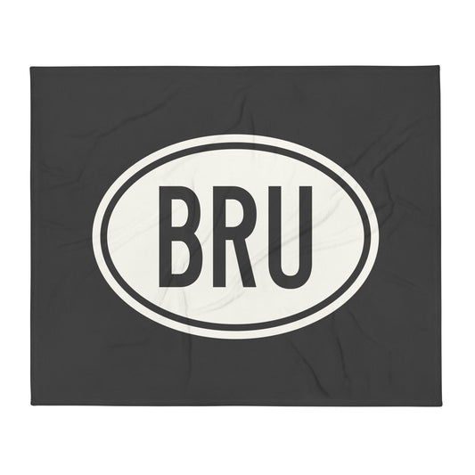 Unique Travel Gift Throw Blanket - White Oval • BRU Brussels Souvenir • YHM Designs - Image 01