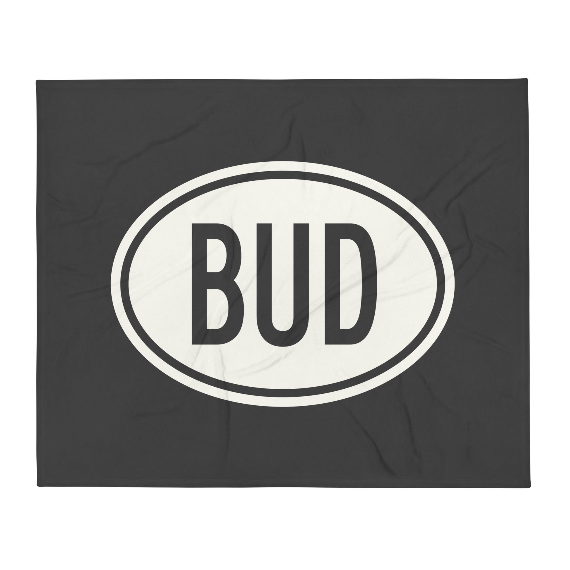 Unique Travel Gift Throw Blanket - White Oval • BUD Budapest Souvenir • YHM Designs - Image 01