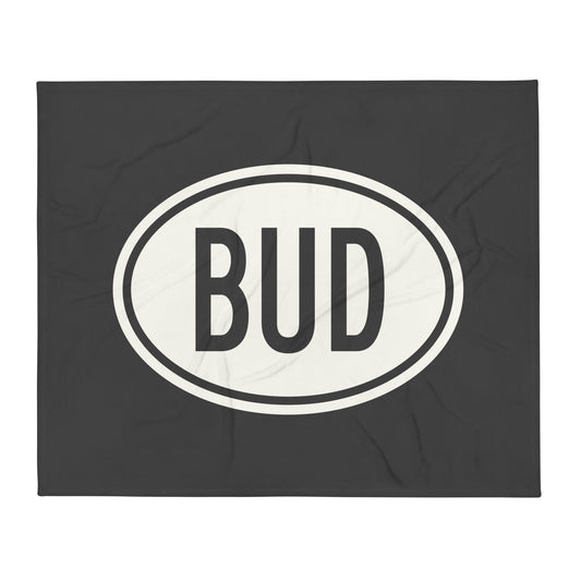 Unique Travel Gift Throw Blanket - White Oval • BUD Budapest Souvenir • YHM Designs - Image 01