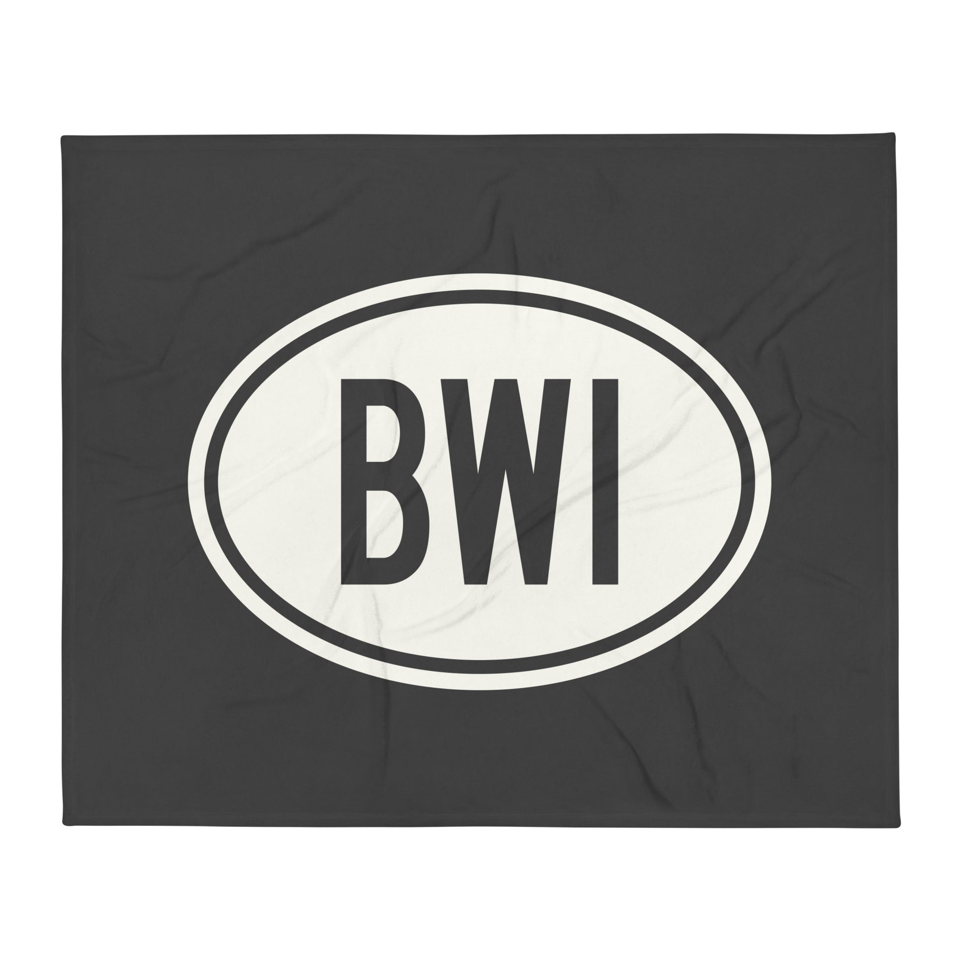 Unique Travel Gift Throw Blanket - White Oval • BWI Baltimore • YHM Designs - Image 01