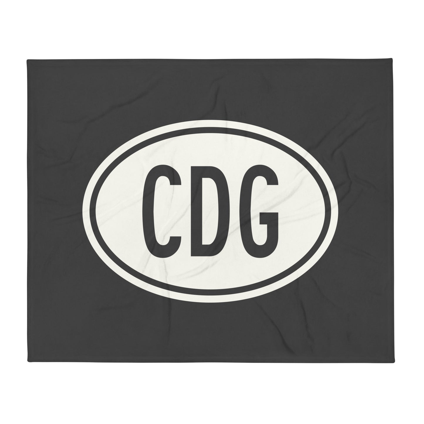 Unique Travel Gift Throw Blanket - White Oval • CDG Paris Souvenir • YHM Designs - Image 01