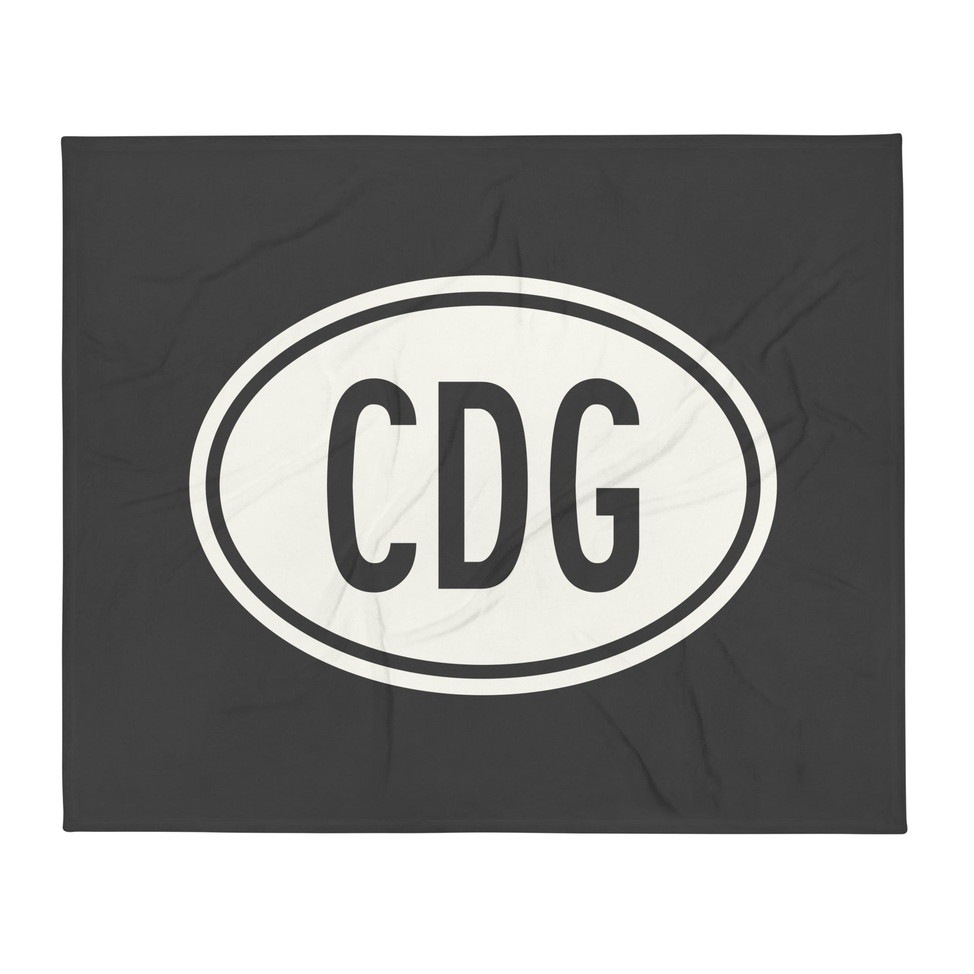 Unique Travel Gift Throw Blanket - White Oval • CDG Paris Souvenir • YHM Designs - Image 01