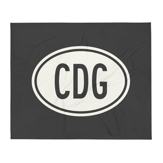 Unique Travel Gift Throw Blanket - White Oval • CDG Paris Souvenir • YHM Designs - Image 01